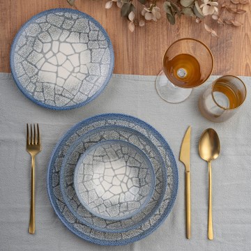 Conjunto de jantar 24 peças azul/porcelana