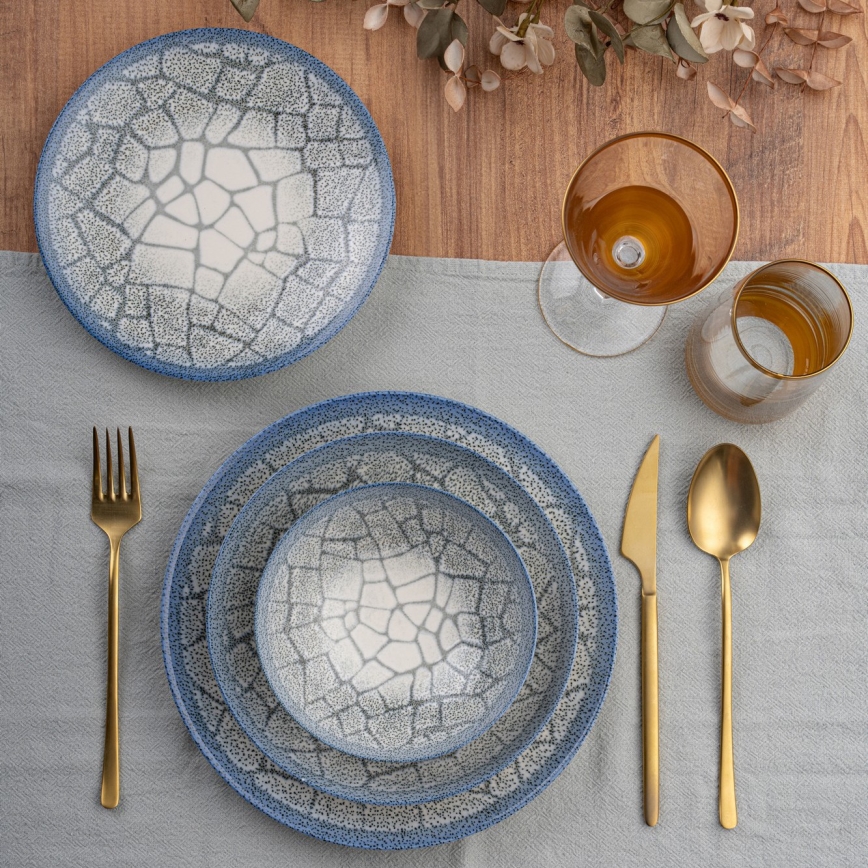 Conjunto de jantar 24 peças azul/porcelana