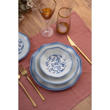 Conjunto de jantar 24 peças azul/porcelana