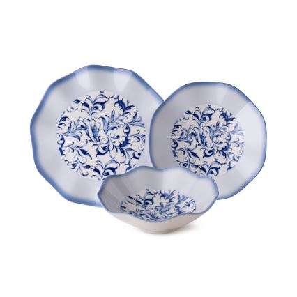 Conjunto de jantar 24 peças azul/porcelana