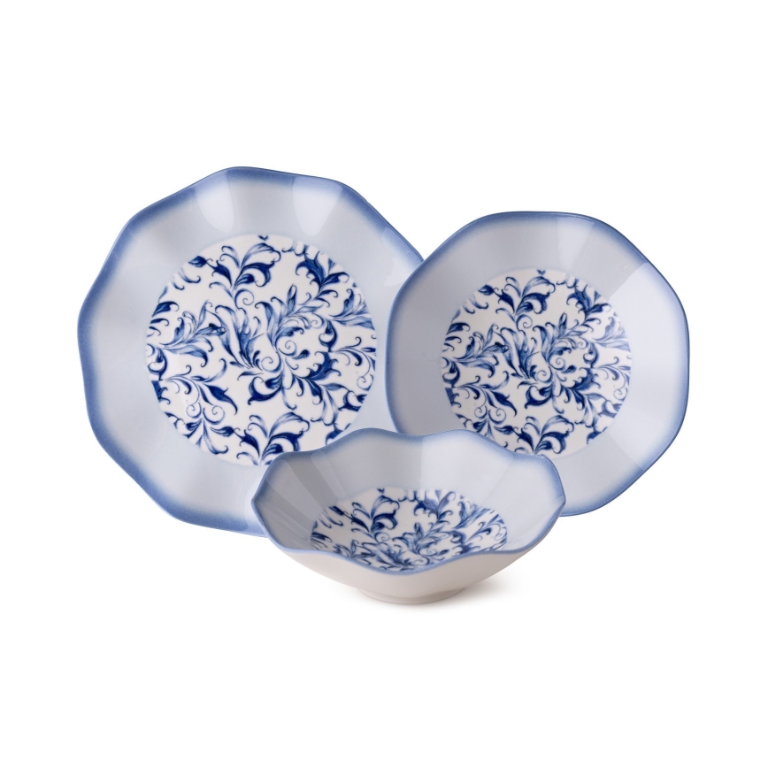 Conjunto de jantar 24 peças azul/porcelana