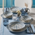 Conjunto de jantar 24 peças azul/porcelana