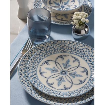 Conjunto de jantar 24 peças azul/porcelana