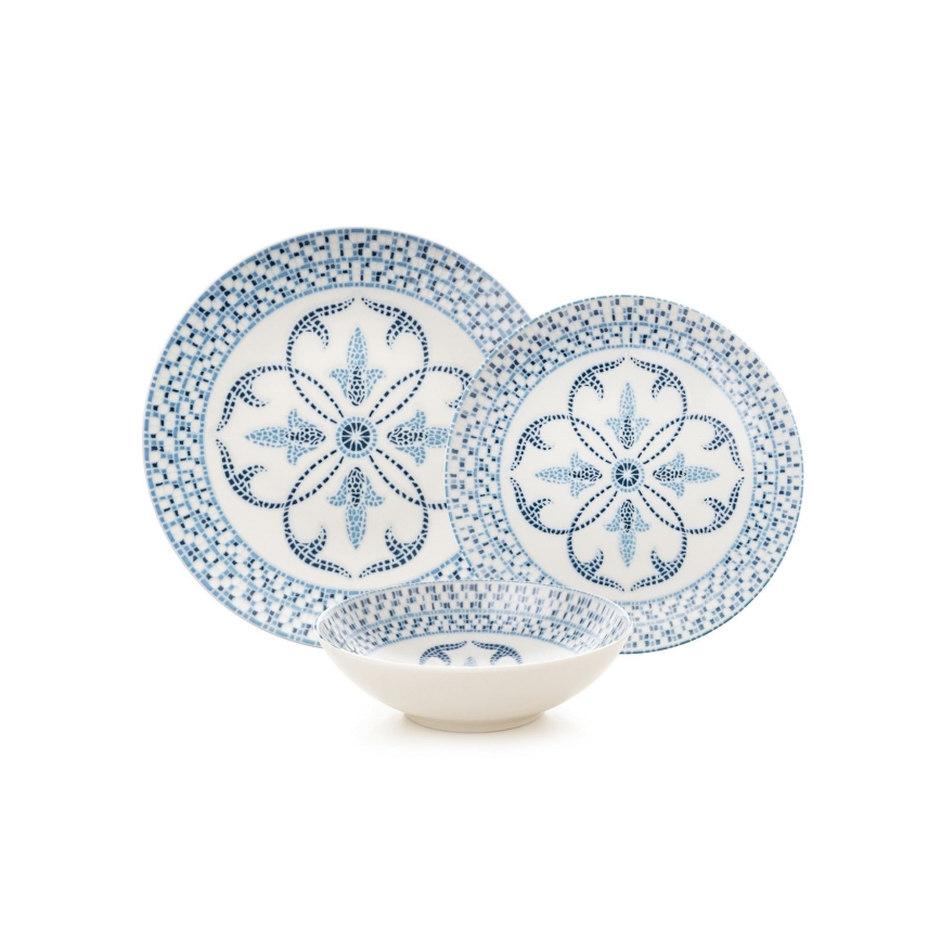 Conjunto de jantar 24 peças azul/porcelana