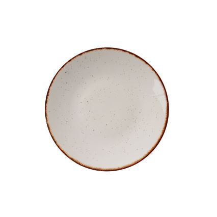 Conjunto de jantar 24 peças bege/castanho/porcelana