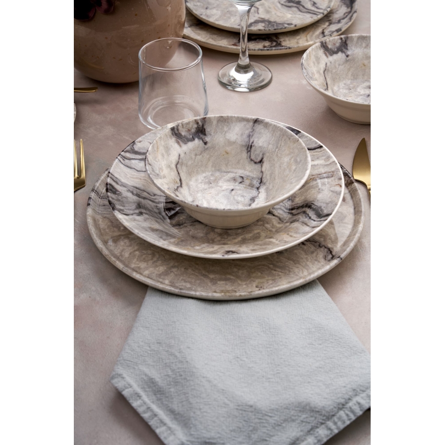 Conjunto de jantar 24 peças bege/cerâmica