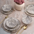 Conjunto de jantar 24 peças bege/cinzento em cerâmica