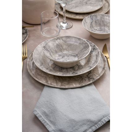 Conjunto de jantar 24 peças bege/cinzento em cerâmica
