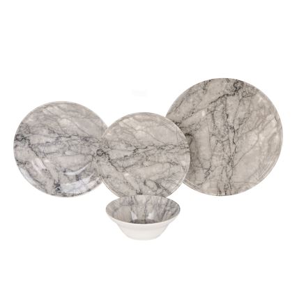 Conjunto de jantar 24 peças bege/cinzento em cerâmica