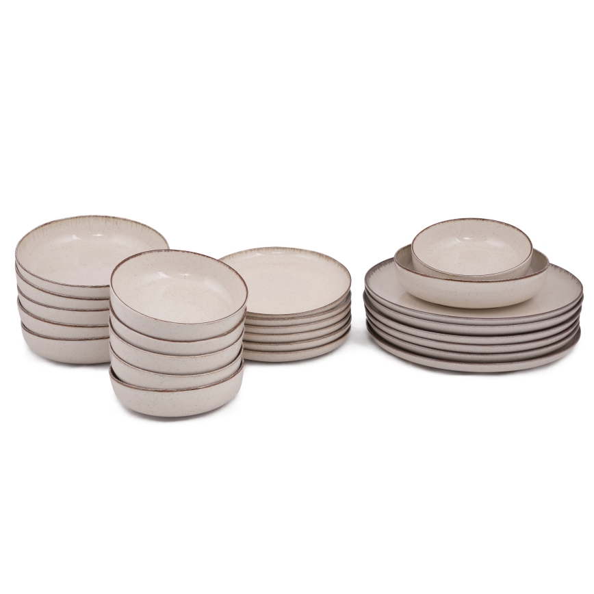 Conjunto de jantar 24 peças bege/porcelana