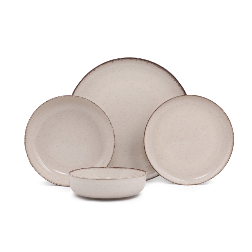 Conjunto de jantar 24 peças bege/porcelana
