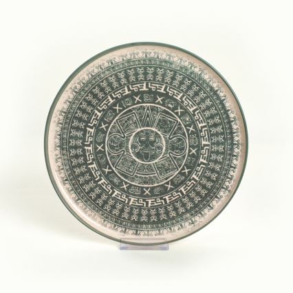 Conjunto de jantar 24 peças bege/verde/grés