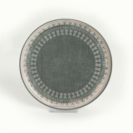 Conjunto de jantar 24 peças bege/verde/grés