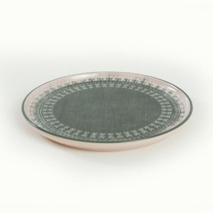 Conjunto de jantar 24 peças bege/verde/grés