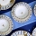Conjunto de jantar 24 peças branco/azul/dourado, em cerâmica