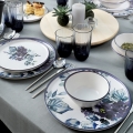 Conjunto de jantar 24 peças, branco/azul, em cerâmica