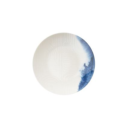 Conjunto de jantar 24 peças branco/azul, em porcelana