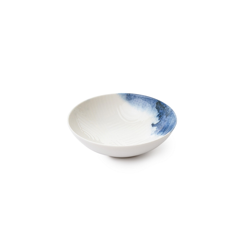Conjunto de jantar 24 peças branco/azul, em porcelana
