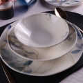 Conjunto de jantar 24 peças branco/azul em porcelana