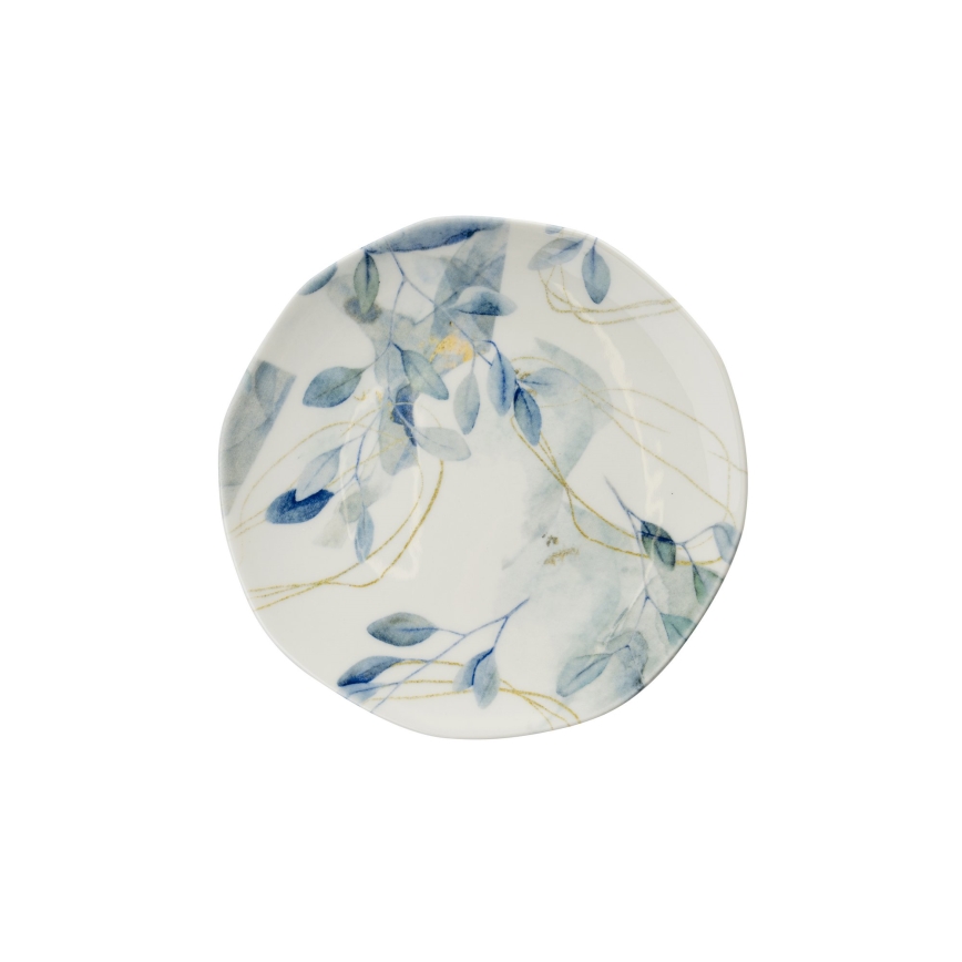 Conjunto de jantar 24 peças branco/azul em porcelana