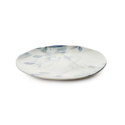 Conjunto de jantar 24 peças branco/azul em porcelana