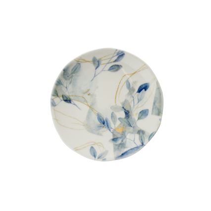 Conjunto de jantar 24 peças branco/azul em porcelana