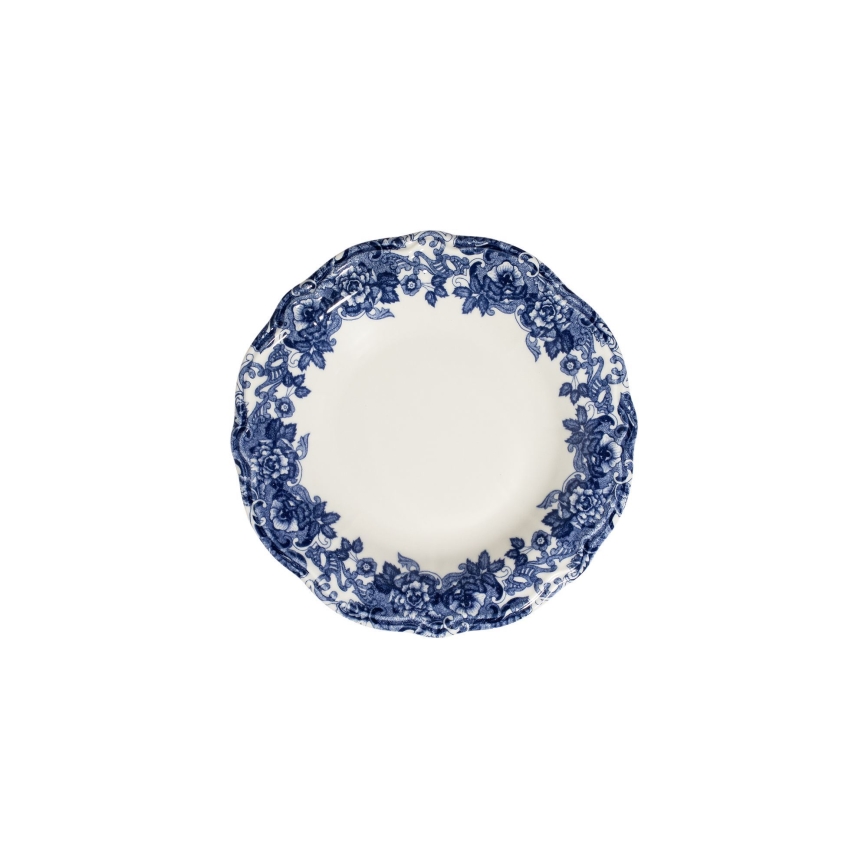 Conjunto de jantar 24 peças, branco/azul, em porcelana