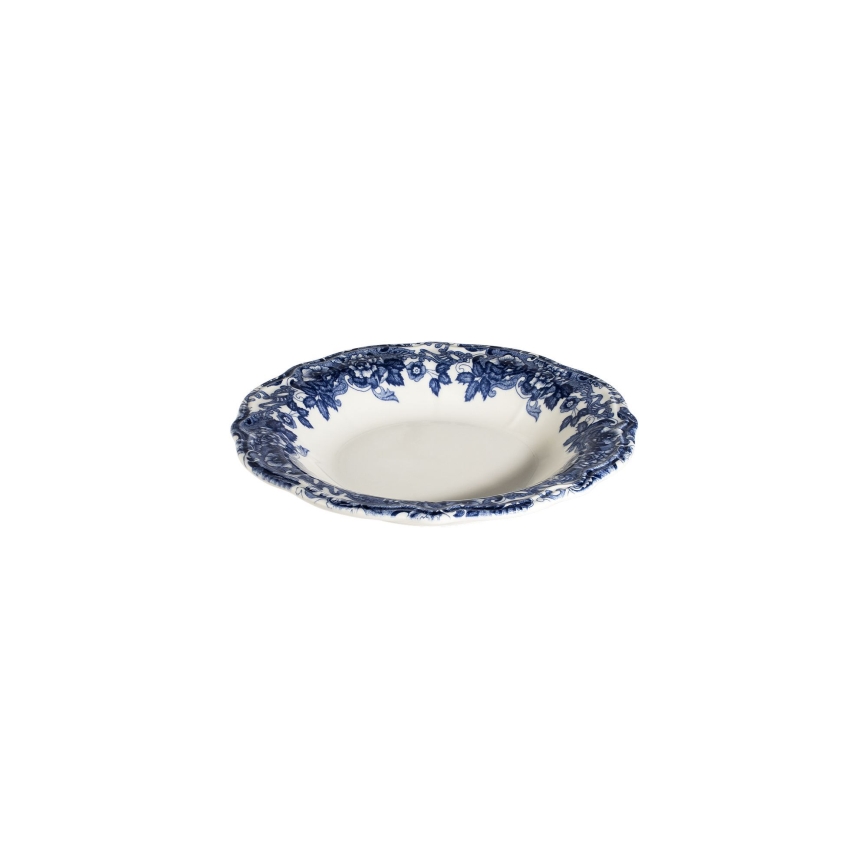 Conjunto de jantar 24 peças, branco/azul, em porcelana