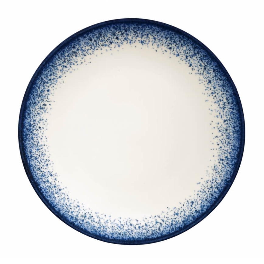 Conjunto de jantar 24 peças branco/azul/porcelana