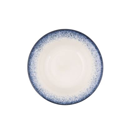 Conjunto de jantar 24 peças branco/azul/porcelana