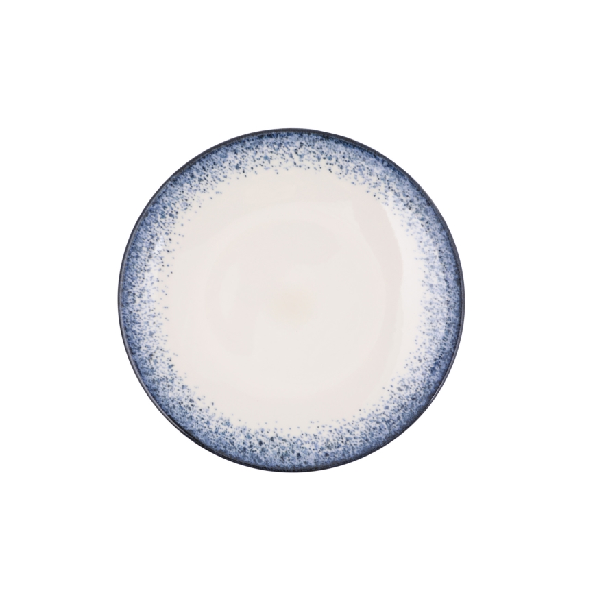 Conjunto de jantar 24 peças branco/azul/porcelana