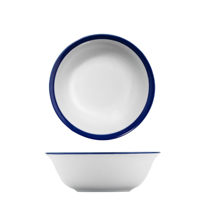 Conjunto de jantar 24 peças branco/azul/porcelana