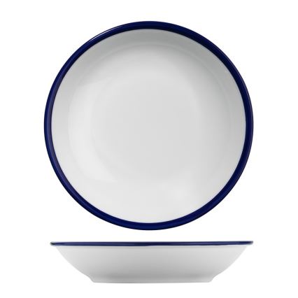 Conjunto de jantar 24 peças branco/azul/porcelana