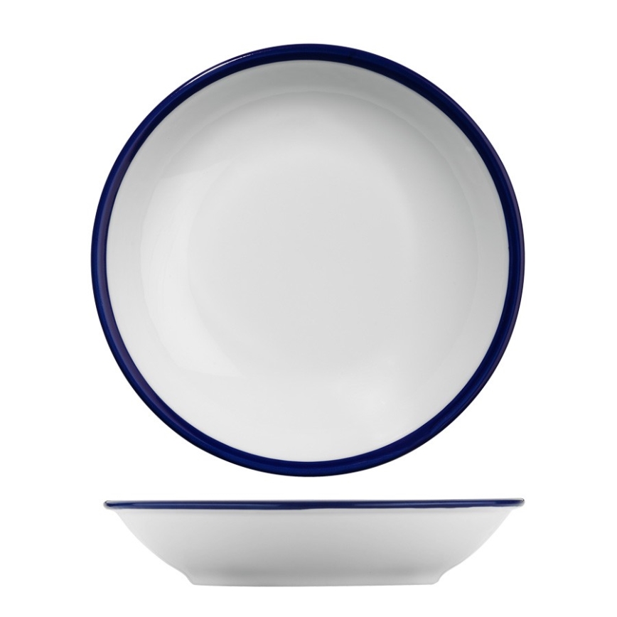 Conjunto de jantar 24 peças branco/azul/porcelana