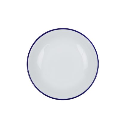 Conjunto de jantar 24 peças branco/azul/porcelana