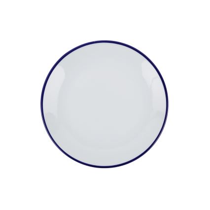 Conjunto de jantar 24 peças branco/azul/porcelana