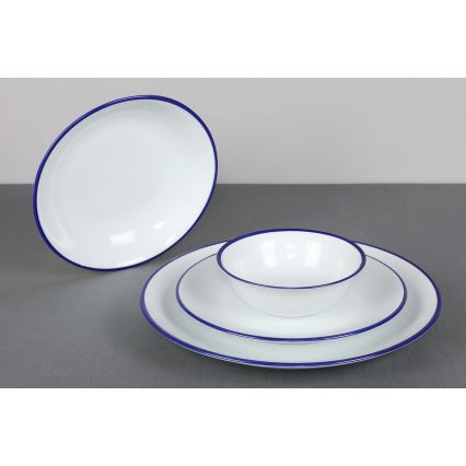 Conjunto de jantar 24 peças branco/azul/porcelana