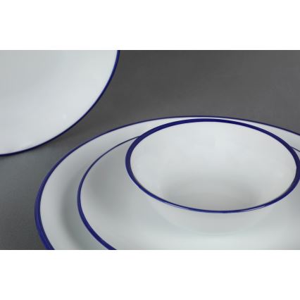 Conjunto de jantar 24 peças branco/azul/porcelana