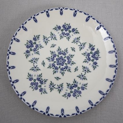 Conjunto de jantar 24 peças branco/azul/porcelana