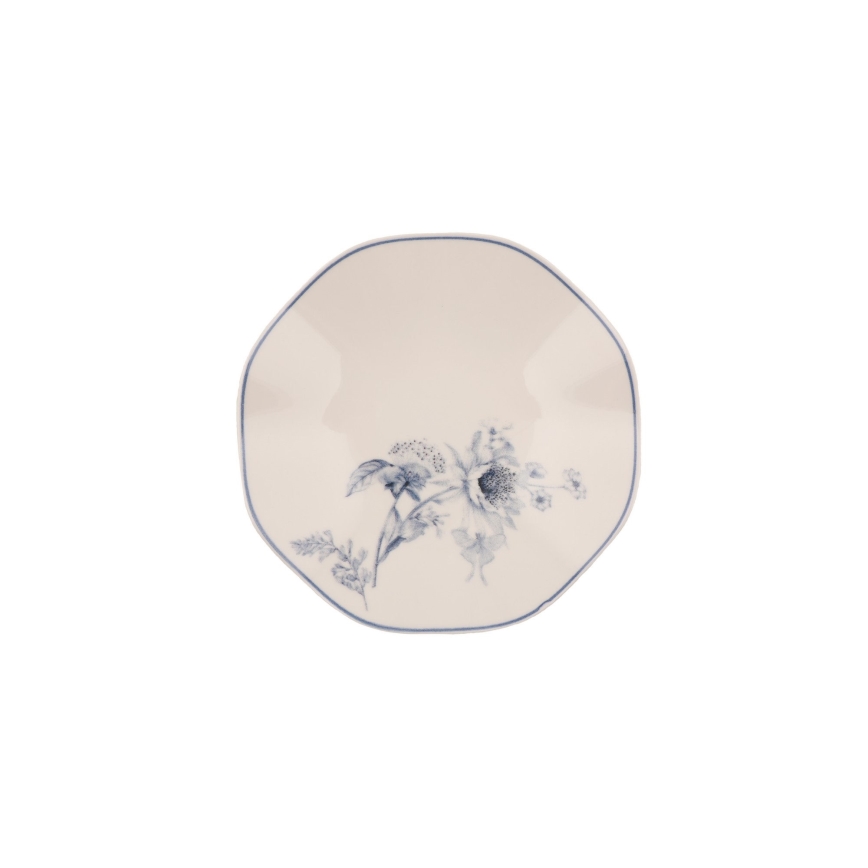 Conjunto de jantar 24 peças branco/azul/porcelana