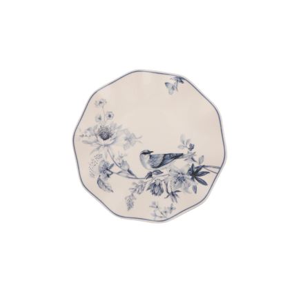Conjunto de jantar 24 peças branco/azul/porcelana