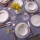 Conjunto de jantar 24 peças branco/azul/porcelana