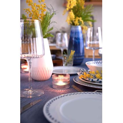 Conjunto de jantar 24 peças branco/azul/porcelana