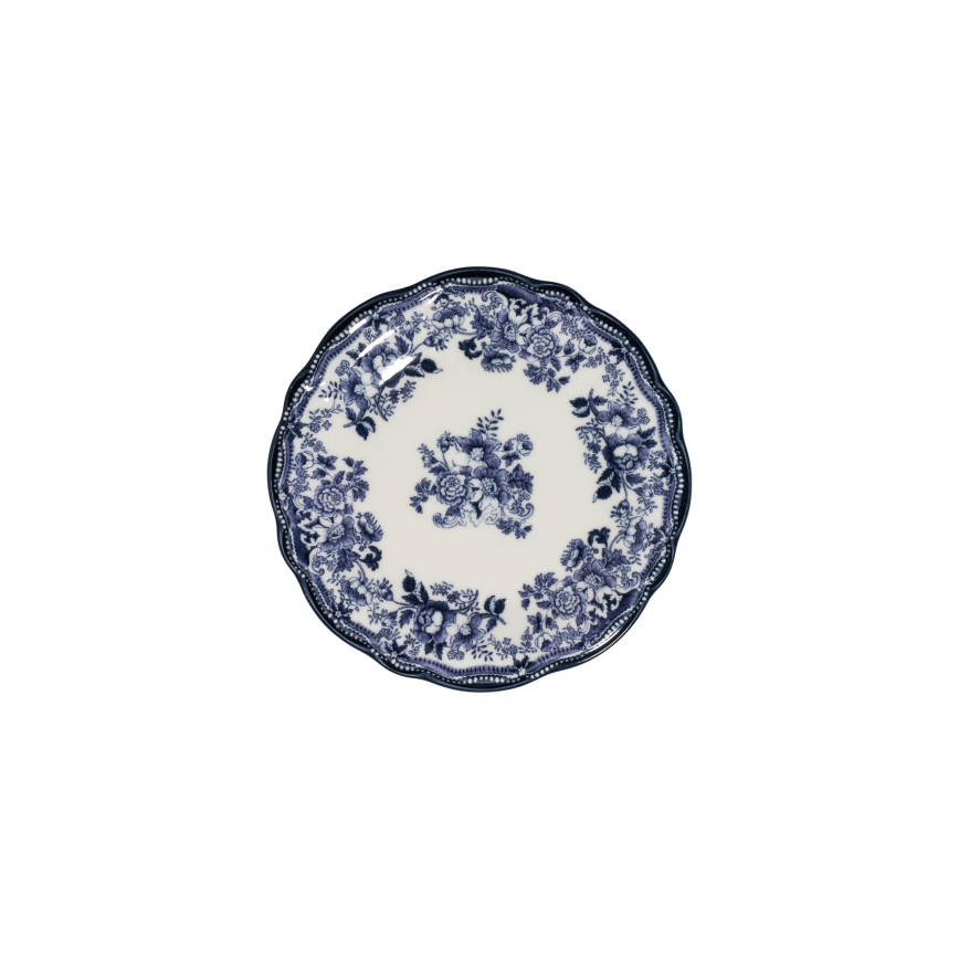 Conjunto de jantar 24 peças branco/azul/porcelana