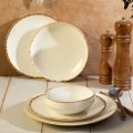 Conjunto de jantar 24 peças branco/bege/porcelana
