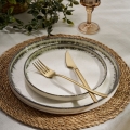 Conjunto de jantar 24 peças branco/castanho/porcelana