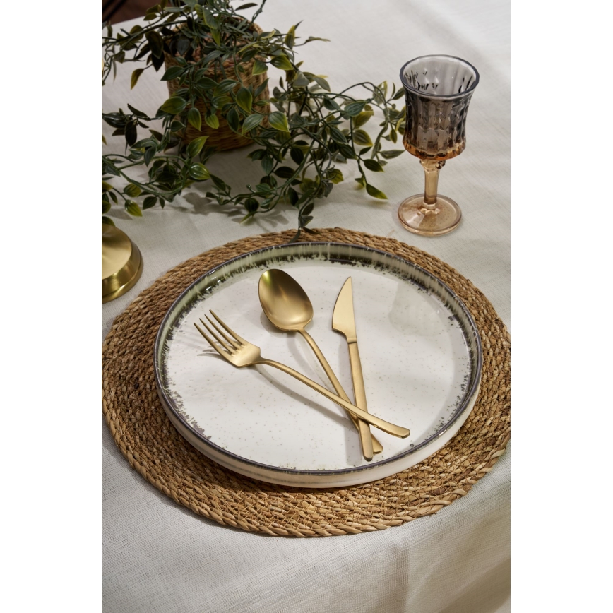 Conjunto de jantar 24 peças branco/castanho/porcelana