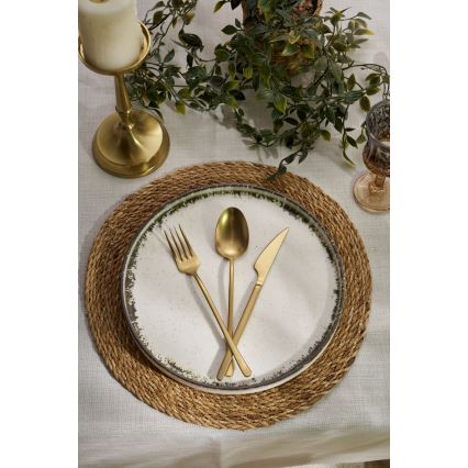 Conjunto de jantar 24 peças branco/castanho/porcelana