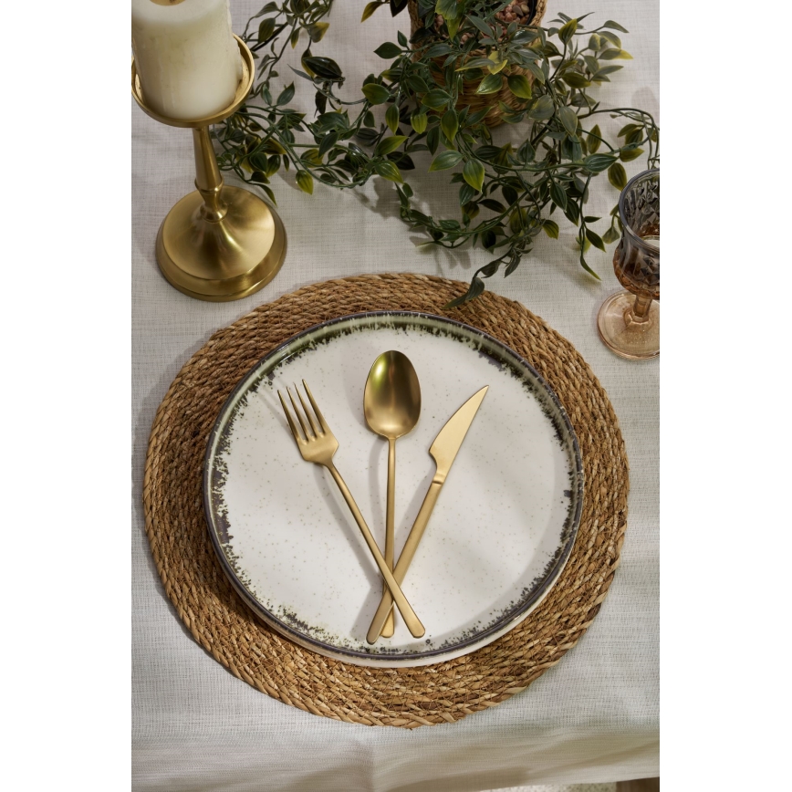 Conjunto de jantar 24 peças branco/castanho/porcelana