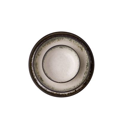 Conjunto de jantar 24 peças branco/castanho/porcelana